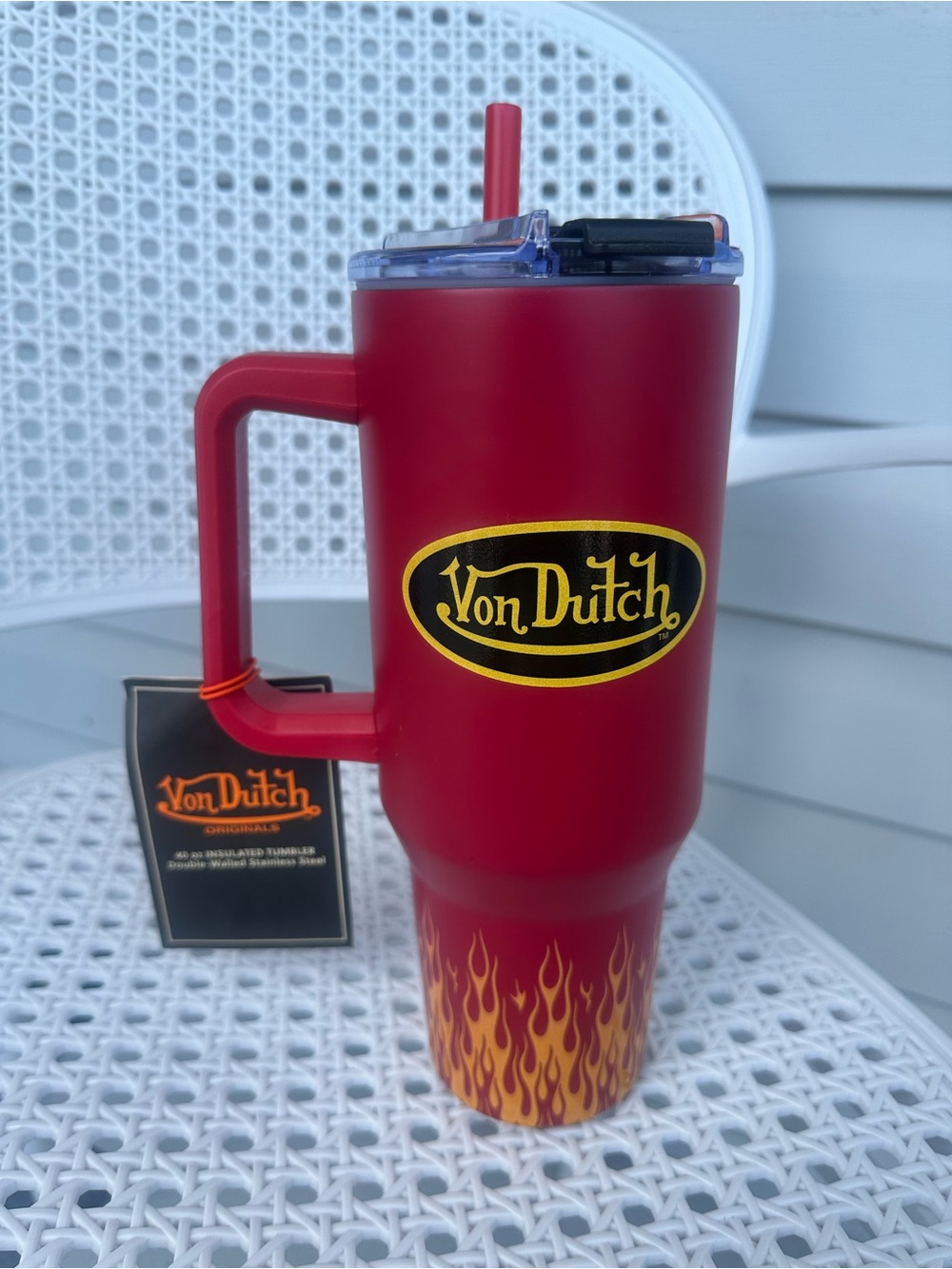 Von Dutch Orange Insulated 40oz Tumbler with Flame Accent